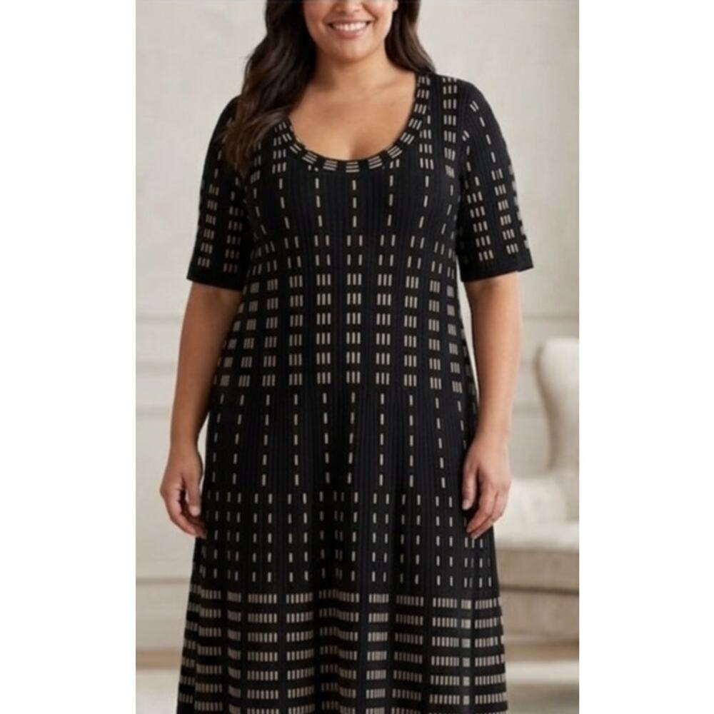 Gabby Skye Retro Ribbed Sweater Dress